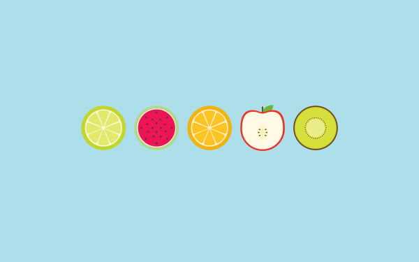 Simple Desktops - Fondo de pantalla minimalista: Frutas Vectoriales