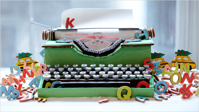 Máquina de escribir hecha con galletas
