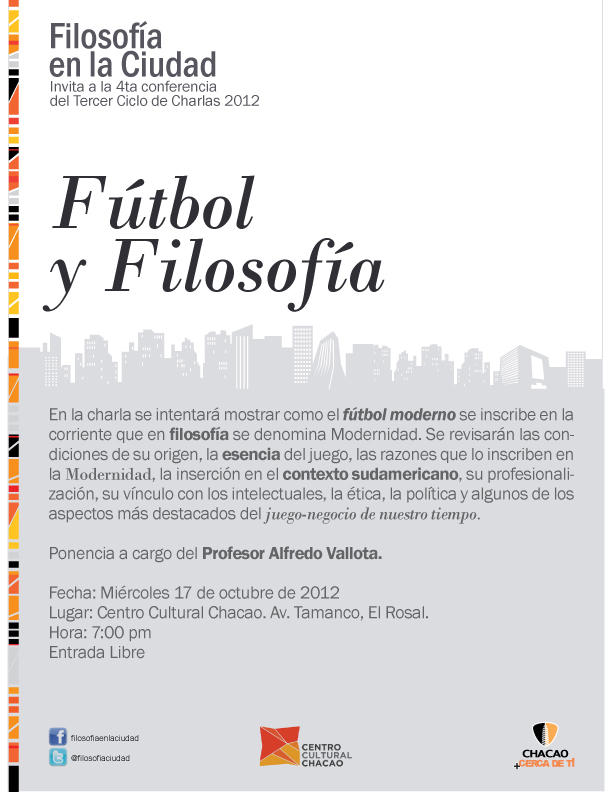 Charlas Filosofía en la Ciudad: Fútbol y Filosofía por el Profesor Alfredo Vallota