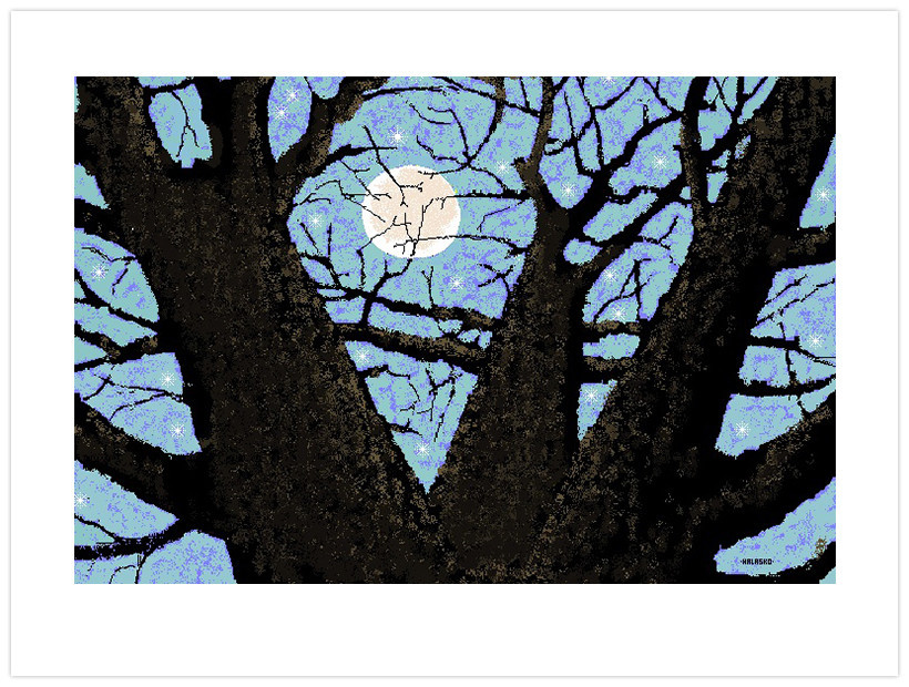 Tree and Moon por Hal Lasko