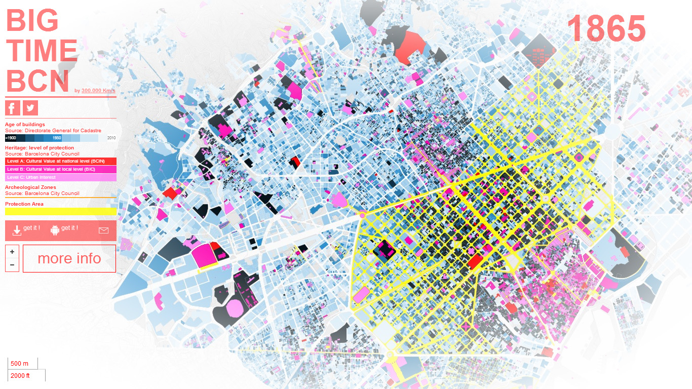BIG TIME BCN - Mapa Interactivo de Barcelona: vista general de la edad de las edificaciones