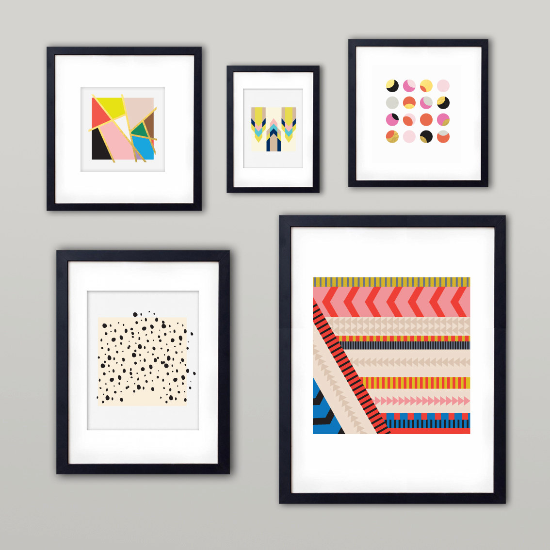 Impresos minimalistas, basados en figuras geométricas y coloridas, por BelloPop
