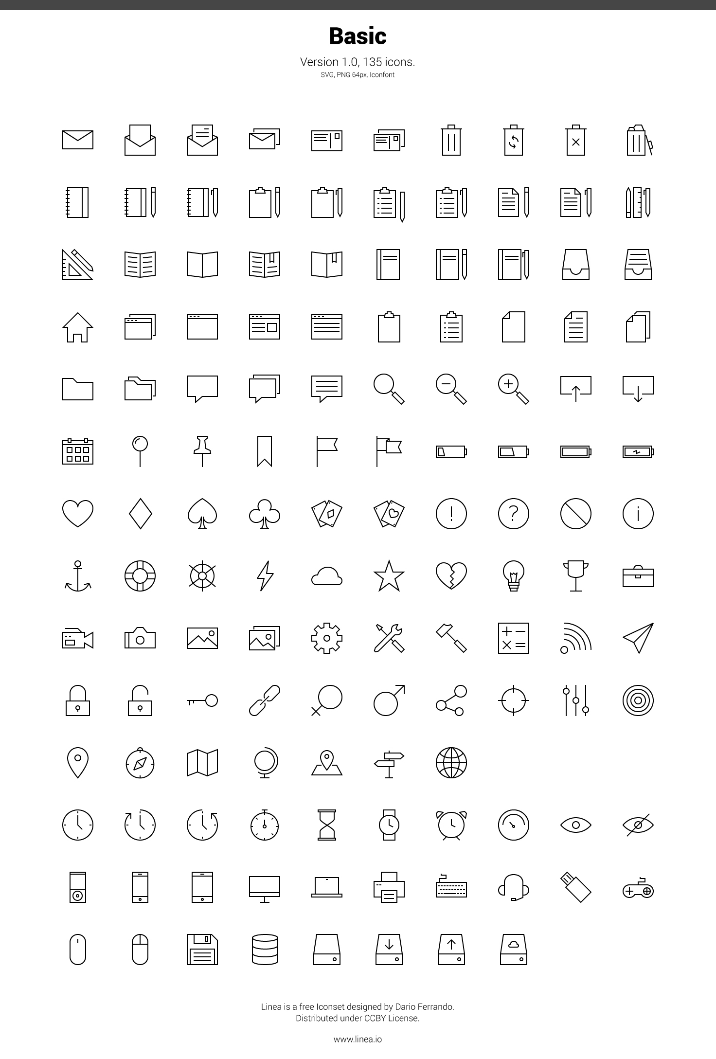 Descarga Linea: 160 iconos vectoriales minimalistas