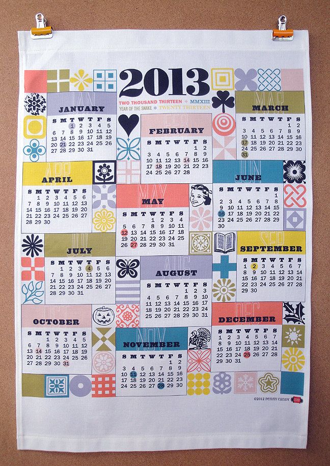 Tea Towel Calendar 2013 por Penny Candy