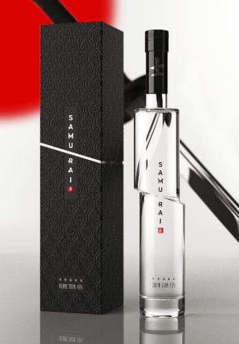 Diseño botella Vodka Samurai