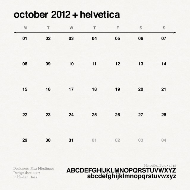 Chicks & Types Calendar: Helvetica por Simone Massoni