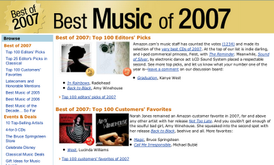 Amazon Best Music of 2007