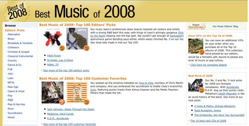 Best Music of 2008 por Amazon