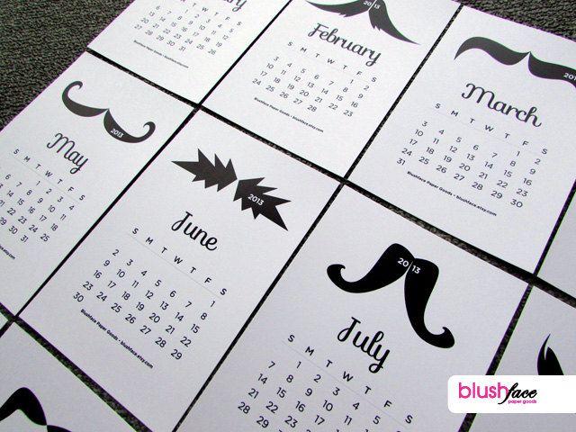 Moustache Calendar 2013 por Blushface